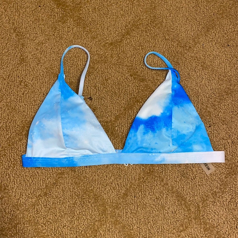 SHEIN Blue Tie-Dye Triangle Bikini Top